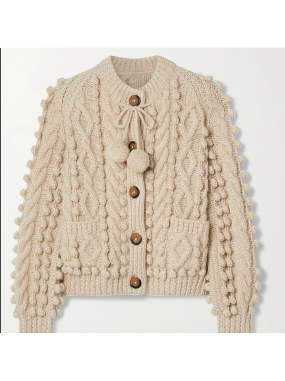 Doen Pomme Organic Cotton Button Front Cardigan Sweater Sz L Cream - Picture 9 of 16
